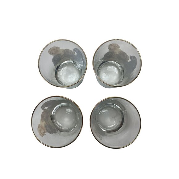 B. Brian Atwater Set Of 4-16oz. Gold Rimmmed Highball Whiskey Glasses Puppies - Picture 6 of 8